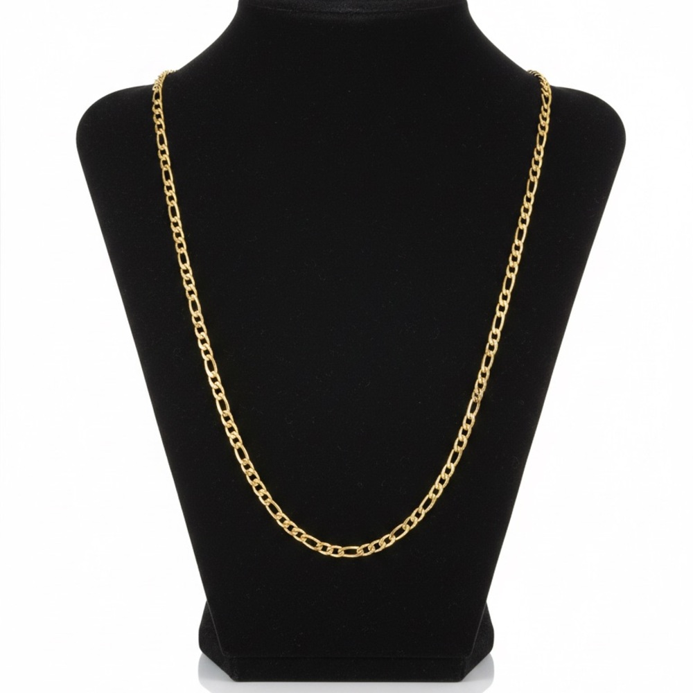 Luxury Gold-Plated 24" Iced Out Figaro Link Chain Necklace
